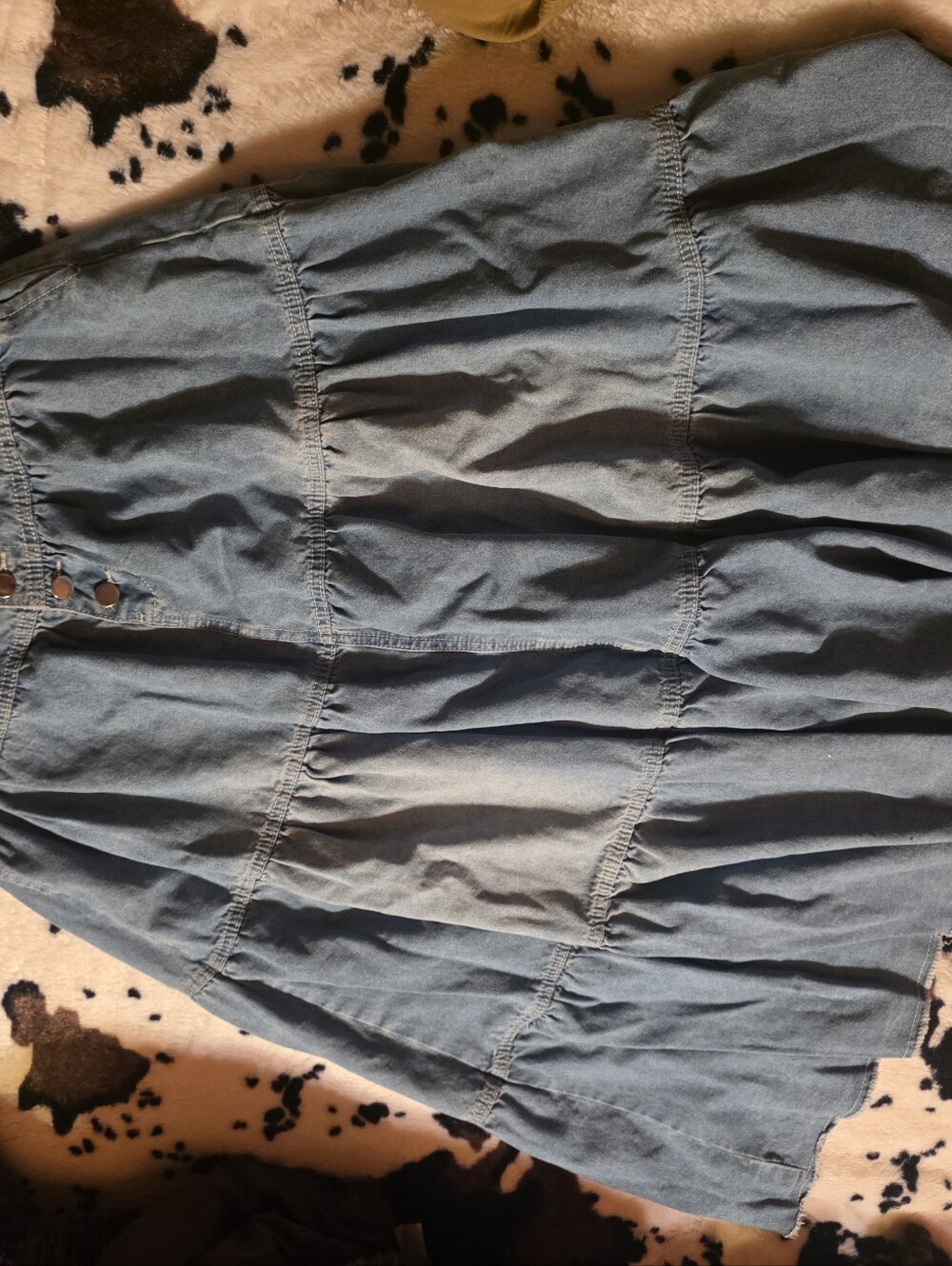 Denim Tiered Midi Skirt - Blue